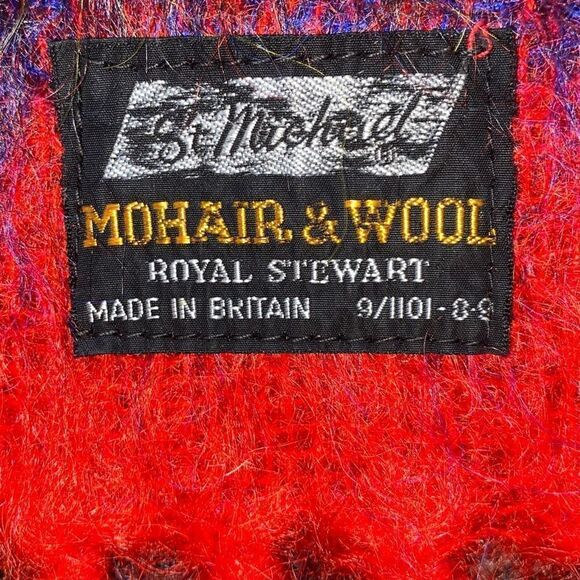 Vintage EUC St Michael Royal Stewart Mohair Wool Shawl Colorful British 1970s - Picture 5 of 5